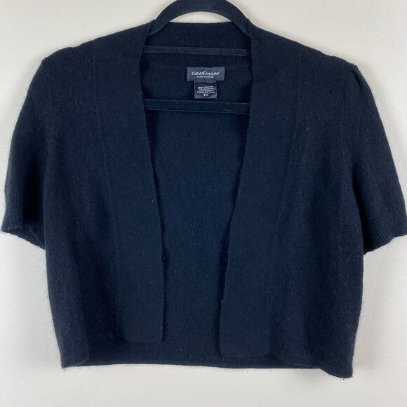 Lord & Taylor 100% Cashmere Black Bolero Cardigan S Quiet Luxury Shrug Layering - Picture 1 of 4